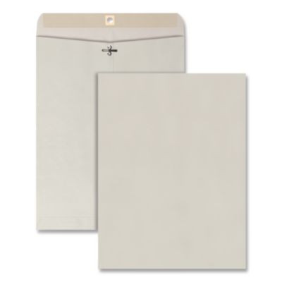 Clasp Envelope, 28 Lb Bond Weight Kraft, #97, Square Flap, Clasp/Gummed Closure, 10 x 13, Executive Gray, 100/Box