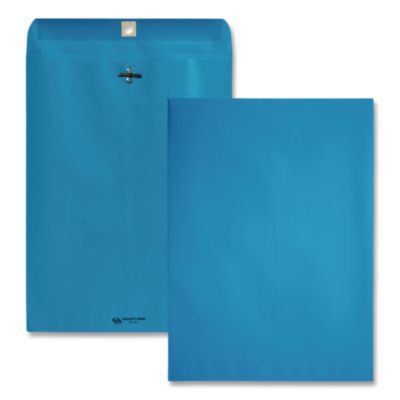 Clasp Envelope, 28 Lb Bond Weight Kraft, #90, Square Flap, Clasp/Gummed Closure, 9 x 12, Blue, 10/Pack