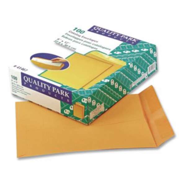 Catalog Envelope, 28 Lb Bond Weight Kraft, #10 1/2, Square Flap, Gummed Closure, 9 x 12, Brown Kraft, 100/Box