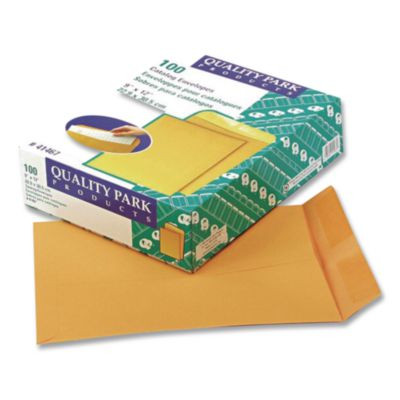 Catalog Envelope, 28 Lb Bond Weight Kraft, #10 1/2, Square Flap, Gummed Closure, 9 x 12, Brown Kraft, 100/Box