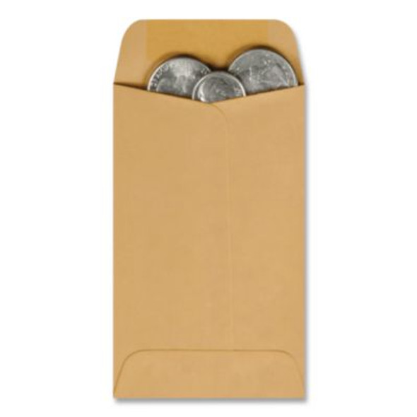 Kraft Coin And Small Parts Envelope, #1, Extended Square Flap, Gummed Closure, 2.25 x 3.5, Brown Kraft, 500/Box