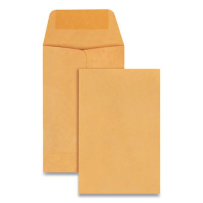Kraft Coin And Small Parts Envelope, #1, Extended Square Flap, Gummed Closure, 2.25 x 3.5, Brown Kraft, 500/Box