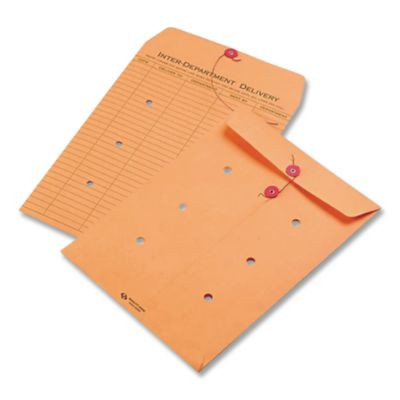 Brown Kraft String/Button Interoffice Envelope, #97, Two-Sided Five-Column Format, 52-Entries, 10 x 13, Brown Kraft, 100/Ct