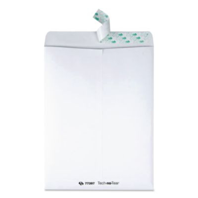 Tech-No-Tear Catalog Envelope, Paper Exterior, #13 1/2, Cheese Blade Flap, Self-Adhesive Closure, 10 x 13, White, 100/Box