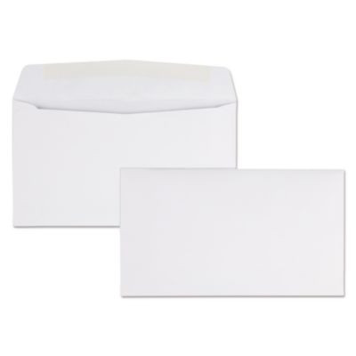 Business Envelope, #6 3/4, Commercial Flap, Side Seam, Gummed Closure, 24 Lb Bond Weight Paper, 3.63 x 6.5, White, 500/Box