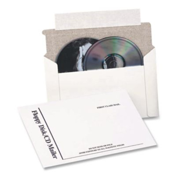 Disk/Cd Foam-Lined Mailers For Cds/Dvds, Square Flap, Redi-Strip Adhesive Closure, 5.13 x 5, White, 25/Box