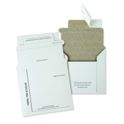 Disk/Cd Foam-Lined Mailers For Cds/Dvds, Square Flap, Redi-Strip Adhesive Closure, 5.13 x 5, White, 25/Box