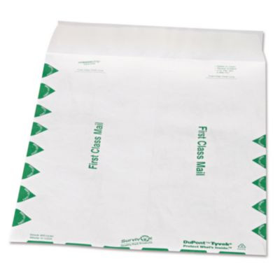 Lightweight 14 Lb Tyvek Catalog Mailers, First Class, #12 1/2, Square Flap, Redi-Strip Closure, 9.5 x 12.5, White, 100/Box