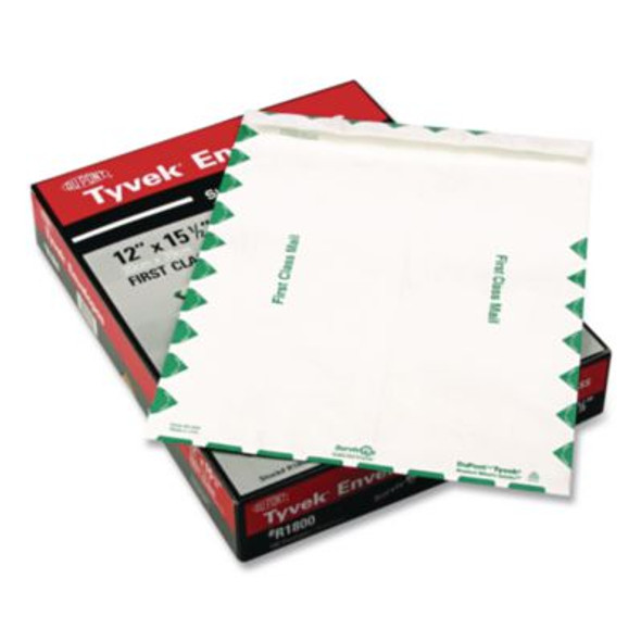 Lightweight 14 Lb Tyvek Catalog Mailers, First Class, #15 1/2, Square Flap, Redi-Strip Closure, 12 x 15.5, White, 100/Box