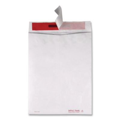 Tamper-Indicating Mailers Made With Tyvek, #10 1/2, Flip-Stik Flap, Redi-Strip Adhesive Closure, 9 x 12, White, 100/Box
