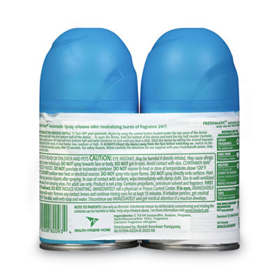 Freshmatic Ultra Automatic Spray Refill, Fresh Waters, 5.89 Oz Aerosol Spray, 2/Pack