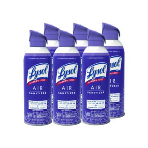 Air Sanitizer Spray, Light Breeze Scent, 10 Oz Aerosol Can, 6/Carton