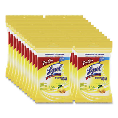 Disinfecting Wipes Flatpacks, 1-Ply, 6.69 x 7.87, Lemon And Lime Blossom, White, 15 Wipes/Flat Pack, 24 Flat Packs/Carton