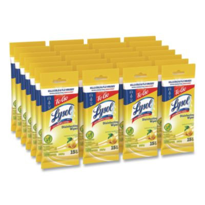 Disinfecting Wipes Flatpacks, 1-Ply, 6.69 x 7.87, Lemon And Lime Blossom, White, 15 Wipes/Flat Pack, 24 Flat Packs/Carton