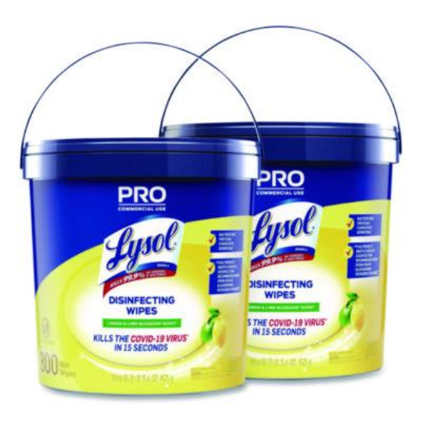 Professional Disinfecting Wipe Bucket, 1-Ply, 6 x 8, Lemon And Lime Blossom, White, 800 Wipes/Bucket, 2 Buckets/Carton
