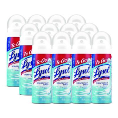 Disinfectant Spray To Go, Crisp Linen Scent, 1.5 Oz Aerosol Spray, 12/Carton