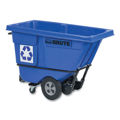 Brute Rotomolded Recycling Tilt Truck, 101 Gal, 850 Lb Capacity, Plastic/Steel Frame, Blue