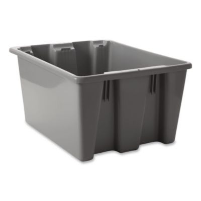 Palletote Box, 9.72 Gal, 19.5" x 15.5" x 10", Gray, 10/Carton