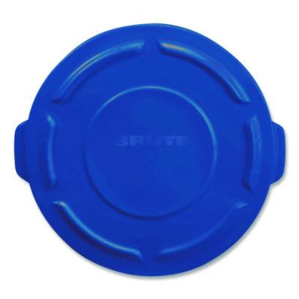 Brute Self-Draining Flat Top Lid For 55 Gal Round Brute Containers, 26.75" Diameter, Blue, 3/Carton