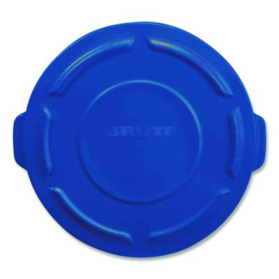 Brute Self-Draining Flat Top Lid For 55 Gal Round Brute Containers, 26.75" Diameter, Blue, 3/Carton