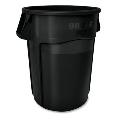 Brute Container, 55 Gal, Resin, Black, 3/Carton