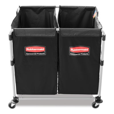 4 Bushel Collapsible X-Cart Bag For Rubbermaid Commercial 1881749 And 1881781, 5 Cu Ft, 22.08" x 15.33" x 27.33", Black, 2/Ct