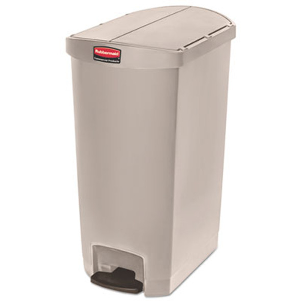 Slim Jim Streamline Resin Step-On Container, End Step Style, 18 Gal, Polyethylene, Beige