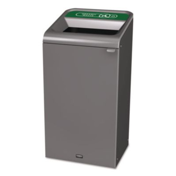 Configure Indoor Recycling Waste Receptacle, Organic Waste, 23 Gal, Metal, Gray