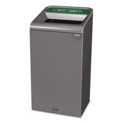 Configure Indoor Recycling Waste Receptacle, Organic Waste, 23 Gal, Metal, Gray