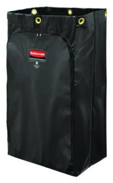 Zippered Vinyl Cleaning Cart Bag For Rubbermaid Commercial Fg6173-88, 24 Gal, 6.5" x 9.13" x 17.25", Black, 4/Carton