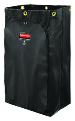 Zippered Vinyl Cleaning Cart Bag For Rubbermaid Commercial Fg6173-88, 24 Gal, 6.5" x 9.13" x 17.25", Black, 4/Carton
