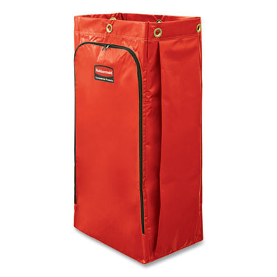 Vinyl Cleaning Cart Bag For Rubbermaid Commercial High-Capacity Cleaning Carts, 34 Gal, 10.5" x 16.8" x 33", Red