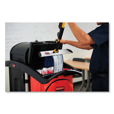 Vinyl Cleaning Cart Bag For Rubbermaid Commercial High-Capacity Cleaning Carts, 34 Gal, 10.5" x 16.8" x 33", Red