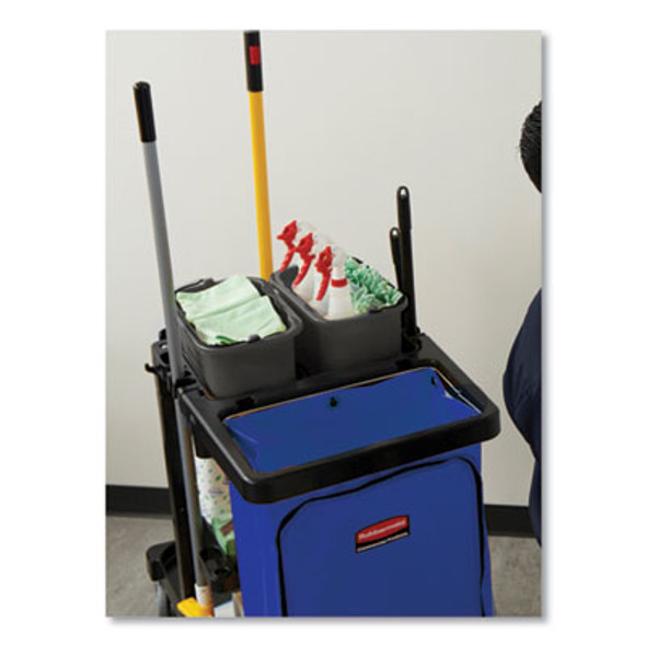 Vinyl Cleaning Cart Bag For Rubbermaid Commercial High-Capacity Cleaning Carts, 34 Gal, 10.5" x 17.5" x 33", Blue