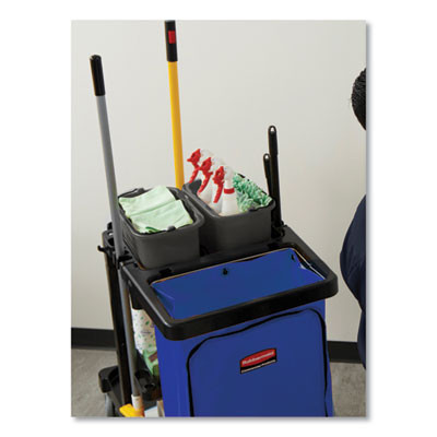 Vinyl Cleaning Cart Bag For Rubbermaid Commercial High-Capacity Cleaning Carts, 34 Gal, 10.5" x 17.5" x 33", Blue