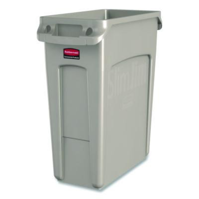 Slim Jim With Venting Channels, 16 Gal, Plastic, Beige, 4/Carton