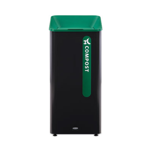 Sustain Decorative Refuse With Recycling Lid, 23 Gal, Metal/Plastic, Black/Green