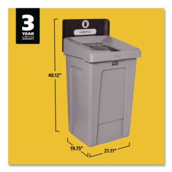 Slim Jim Recycling Station 1-Stream, Landfill Recycling Station, 33 Gal, Resin, Gray