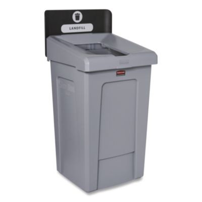 Slim Jim Recycling Station 1-Stream, Landfill Recycling Station, 33 Gal, Resin, Gray