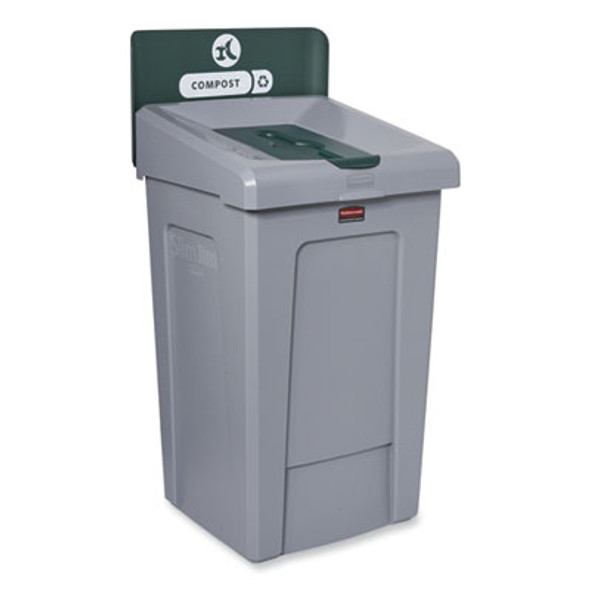 Slim Jim Recycling Station 1-Stream, Compost Collection Station, 33 Gal, Resin, Gray