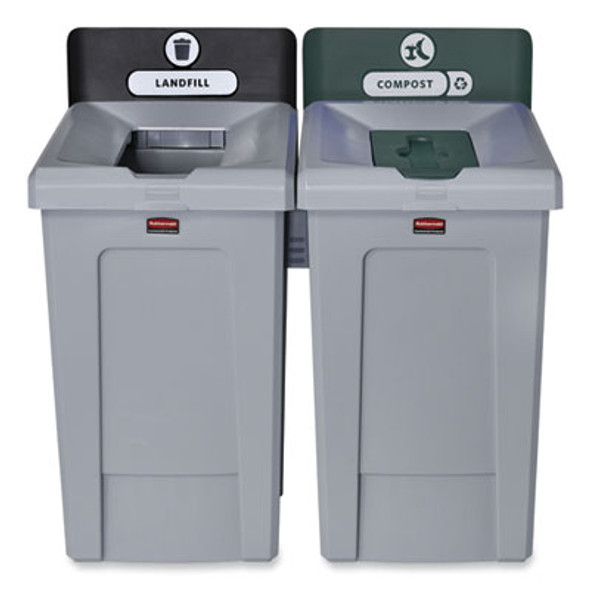 Slim Jim Recycling Station 1-Stream, Compost Collection Station, 33 Gal, Resin, Gray