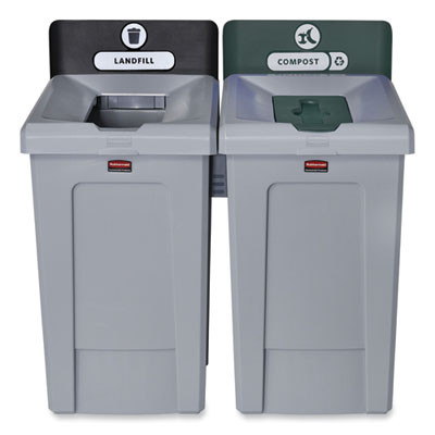 Slim Jim Recycling Station 1-Stream, Compost Collection Station, 33 Gal, Resin, Gray