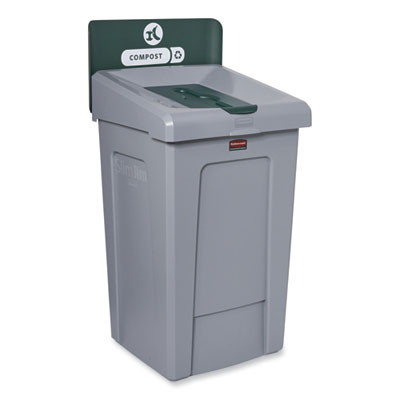 Slim Jim Recycling Station 1-Stream, Compost Collection Station, 33 Gal, Resin, Gray