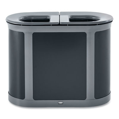 Enhance Pill Dual Stream Waste Receptacle, (2) 23 Gal Capacity Bins, Metal, Umbra Gray/Pearl Gray