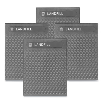 Medium Prelabeled Landfill Waste Panels For Tailor And Landmark Series Containers, 20.72" x 0.5" x 27.95", Black, 4/Carton