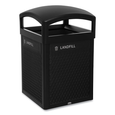 Medium Prelabeled Landfill Waste Panels For Tailor And Landmark Series Containers, 20.72" x 0.5" x 27.95", Black, 4/Carton