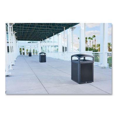 Tailor Decorative Outdoor Waste Receptacle Frames, 51 Gal, Metal, Black