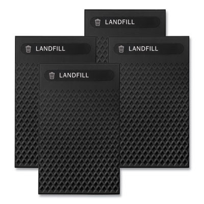 Large Prelabeled Landfill Waste Panels For Tailor And Landmark Series Containers 20.72" x 0.5" x 34.33", Black, 4/Carton