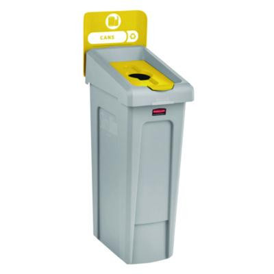 Slim Jim Recycling Station Kit, 1-Stream Bottles And Cans, 23 Gal, Plastic, Yellow/Gray
