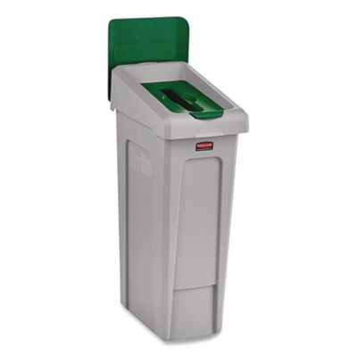 Slim Jim Recycling Station Kit, 1-Stream Paper, 23 Gal, Plastic, Green/Gray